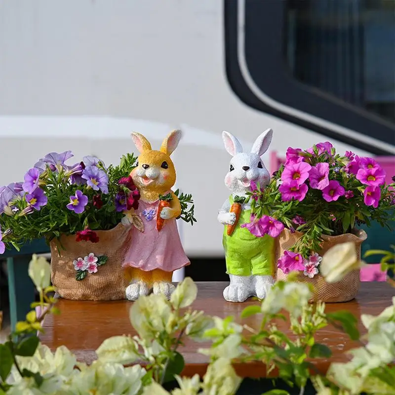 Small Planter Bunny Pot Easter Planter 20cm/7.8inch Easter Decorative Garden Pots Animal Succulents Holder for Home Studio Desk
