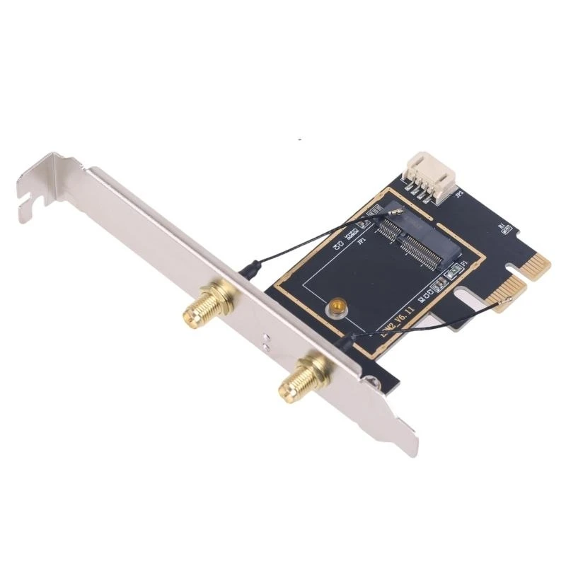 587B Functional M.2 to PCIE Adapters PCIE WiFi Card Adapters With 2X External Antenna