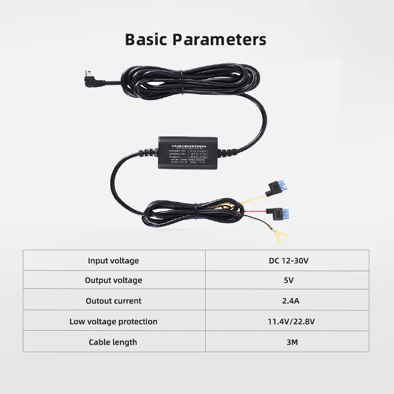 for 70mai Parking Surveillance Cable for 70mai 4K A800S A500S D06 D07 D08 M300 Hardwire Kit UP02 for Car DVR 24H Parking Monitor