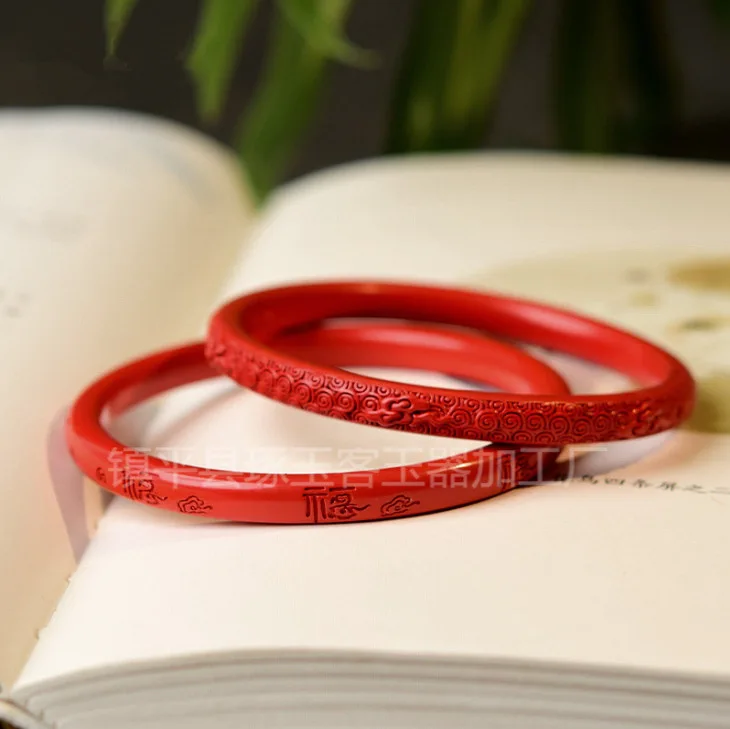 سوار الماء الرملي الأحمر الزنجفر السلس شريط ناعم قلب المرأة سوترا الماس على شكل ستة أحرف تعويذة ومجوهرات منقوشة #3