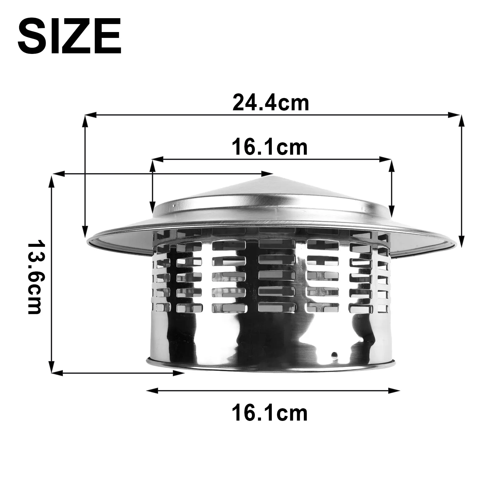 75-200mm Stainles Steel Chimney Cap Exterior Wall Air Outlet Roof Pipe Exhaust Hood For Ventilation Duct Outlet Roof Chimney Cap