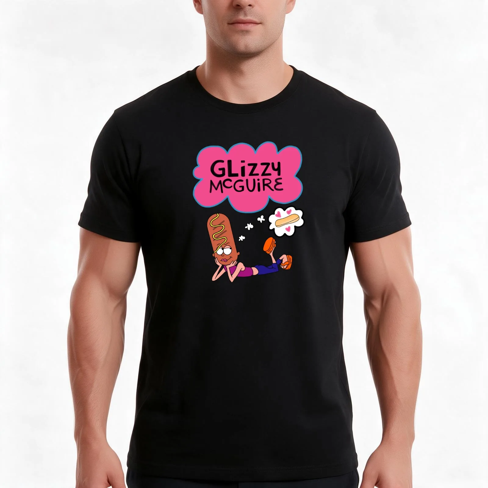 Glizzy McGuire T-Shirt, Summer Casual Cotton Tee, Oversized Streetwear Tops, Vintage Graphic Print, Loose Fit Short Sleeve