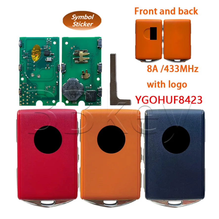 

New Smart Key PN 32256980 FCC YGOHUF8423 434 MHZ 8A Chip For Volvo Car Key XC90 S90 2016-2021 Keyless Go with logo