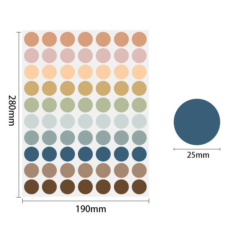 Style C 25mm  Round Colored Dot Labels Self-Advise Waterproof  Mark Paper