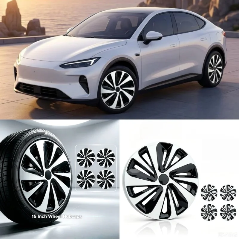 4pcs 15 Inch Hub Caps for Car Wheels Glossy Finish Black / White / Red Rim Cover Replacement Modified Exterior Styling Parts