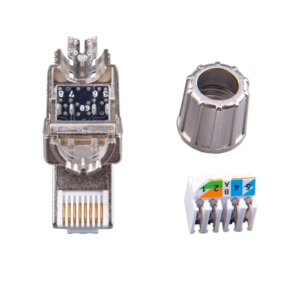 Cat6A Cat7 Network RJ45 Connector Networking UTP With PCB 23-26AWG Crimping Adapter Cat6 Cat.6A Cat7 Ethernet Cable Jacks