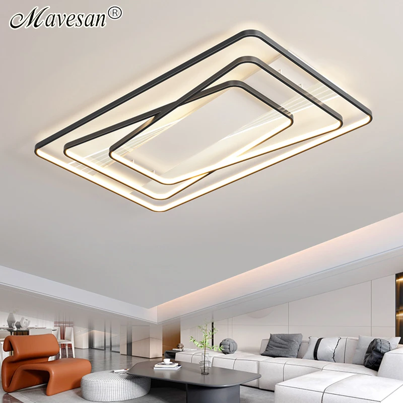 

Led Lights Home Fixtures Ceiling Chandelier For Living Bedroom Kitchen Dining Room Office Modern Black White Simple Indoor Lamps