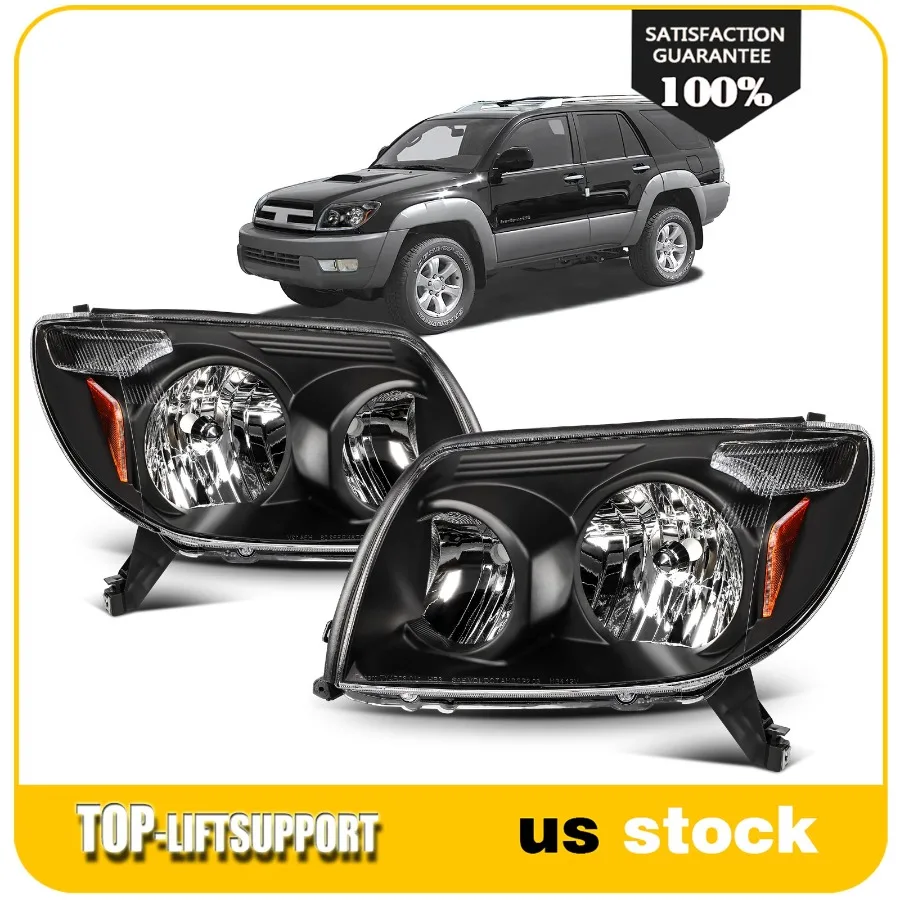 

2x Pair Headlights Assembly For 2002-2004 4Runner 4-Runner Black Housing