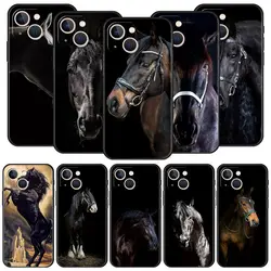 Running Horse Wild Animals Luxury Phone Case For iPhone 13 15 14 12 Mini 11 Pro MAX XR X SE XS 7 8 Plus Black Protection Cover