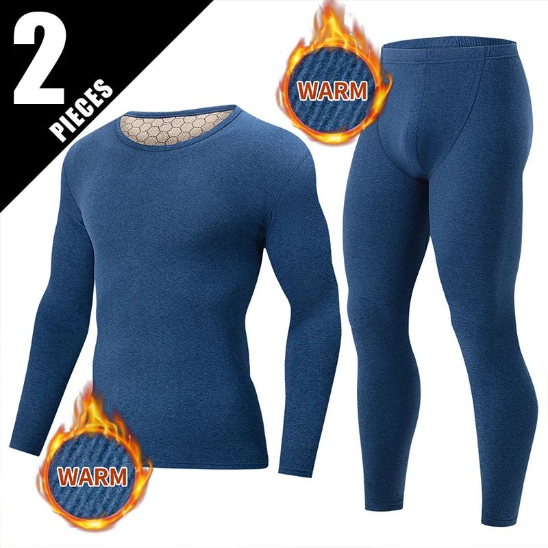 

Мужской теплый костюм из 2 предметов, молодежный осенне-зимний однотонный толстый повседневный удобный осенний костюм больших размеров и нижнее белье