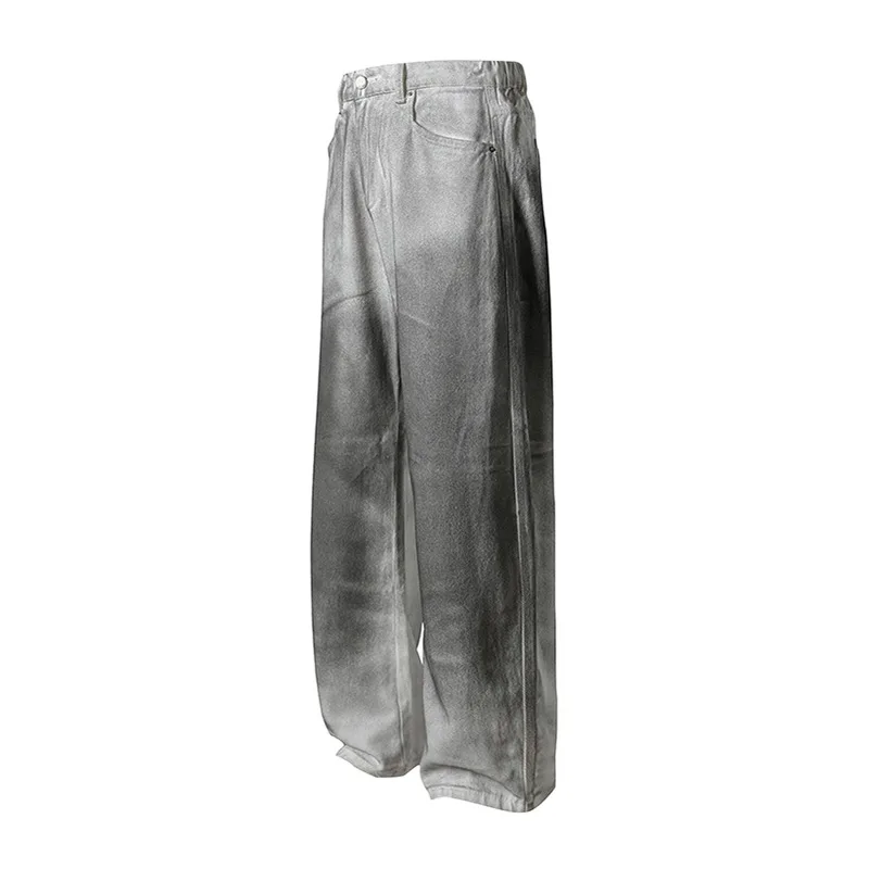 OIQERE Men White Denim Jeans 2026 New Arrival Loose Straight Wide Leg Plus Size Male Casual Versatile Trousers For Spring Autumn