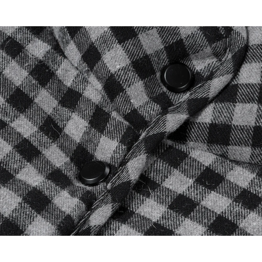 Xinmon Winter Thiened Koreaanse Sle Stand Kraag Plaid Wollen dons Jaet Casual Afslankende Brood Sle Damesjas