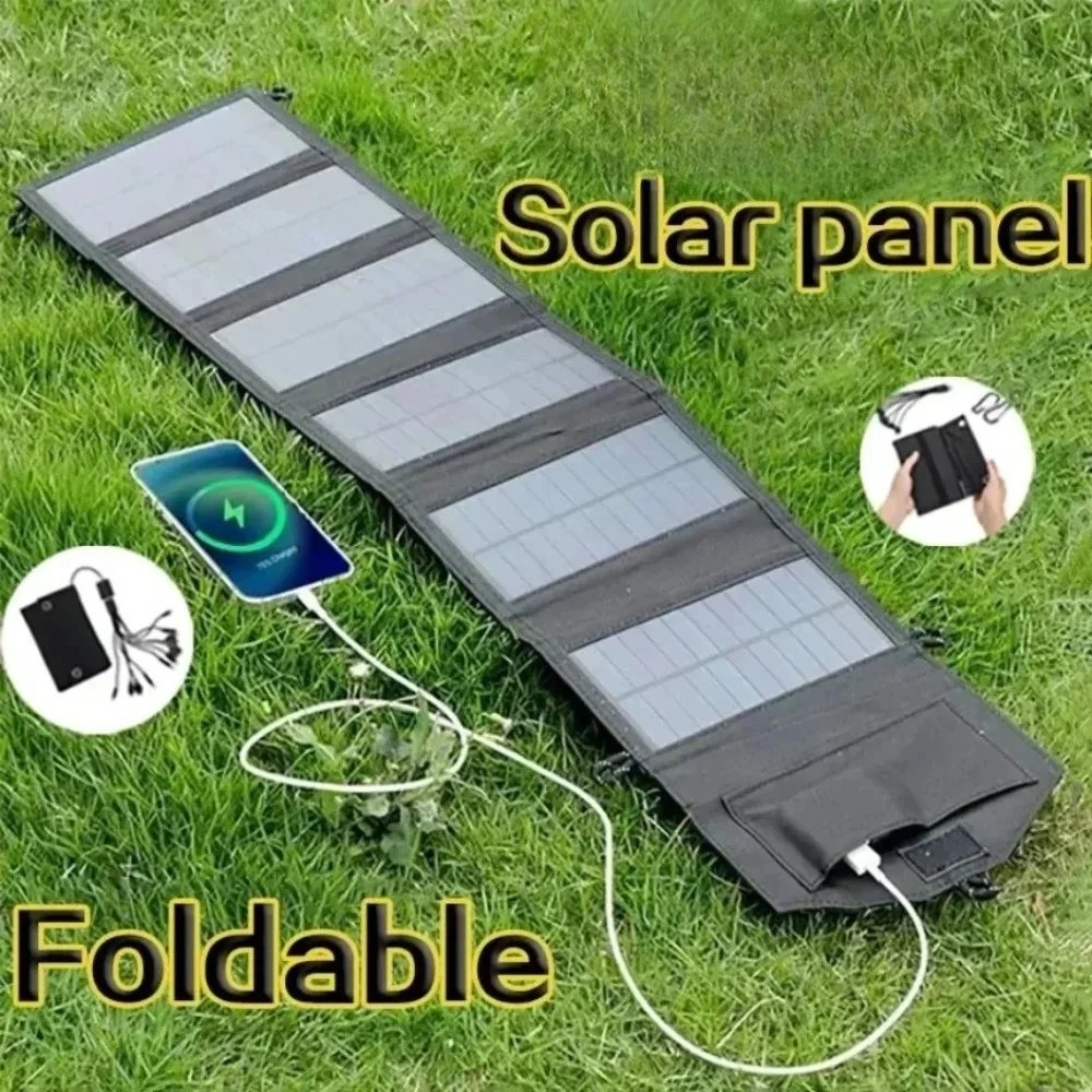 Panel Solar Plegable de 6 Pliegues, Cargador de Paneles Solares Portátiles USB, Panel Solar de Energía Continua, Fuente de Alimentación Móvil