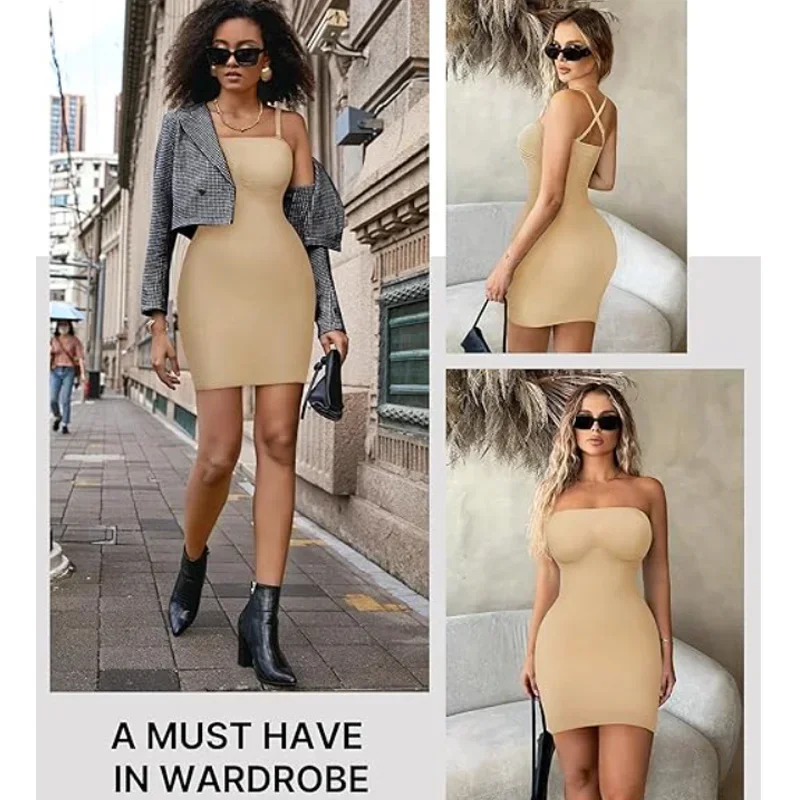 Damen-Shapewear, trägerloses, durchgehendes Unterkleid mit Bauchkontrolle, nahtlose Body-Shaper, Slips, Kompressions-Bodysuits