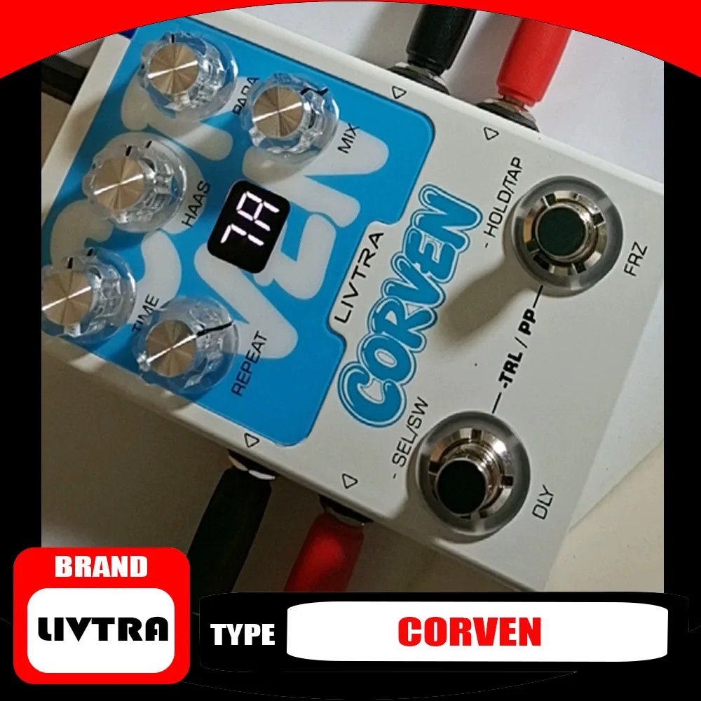 Pédale d'effet de délai stéréo LIVTRA CORVEN, 9 algorithmes, entrées/sorties stéréo réelles, Tap Tempo + Freeze, enregistrement USB pour la scène, durable