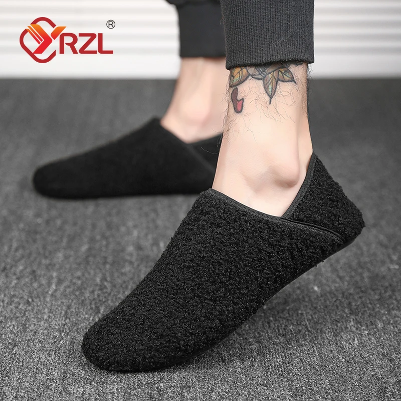 

YRZL Winter Slippers Men Couple Slippers Non-slip Warm Women and Men Slipper Indoor Soft Shoes Comfortable Flat Home Cotton Shoe