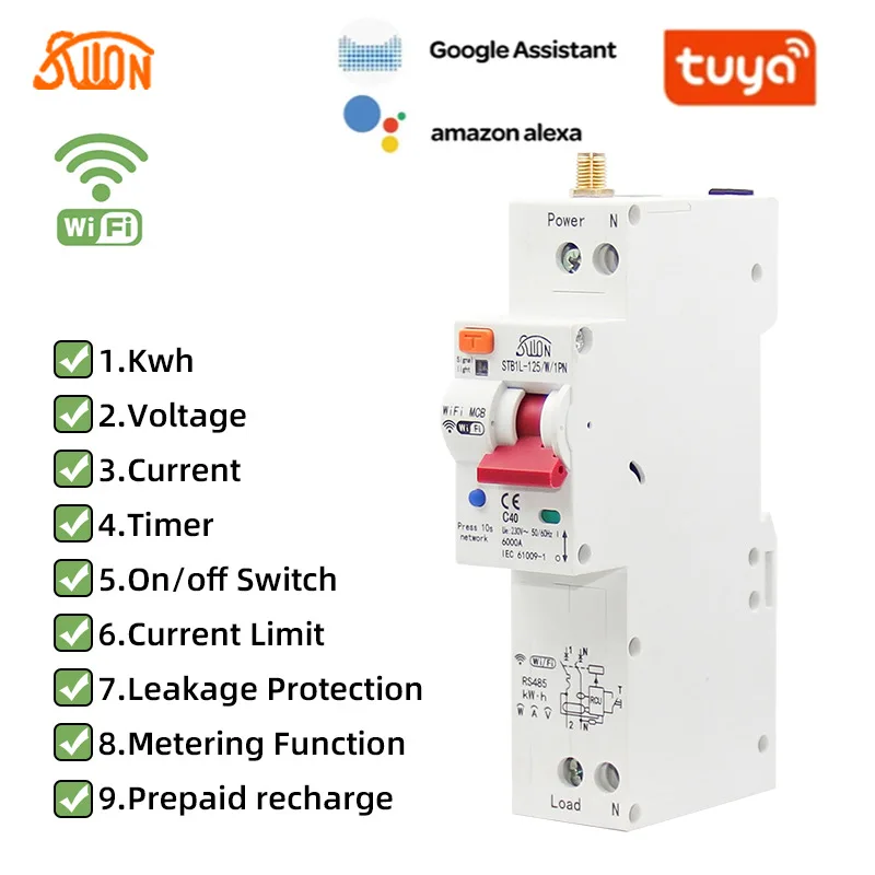 

WiFi Smart Circuit Breaker Leakage Switch Mobile Phone Remote Control Empty Open Metering Control Data