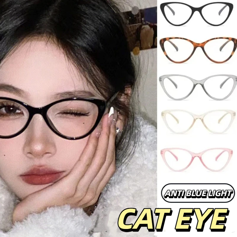 Y2k Neue Trendy Dreieck Cat Eye Anti Blau Licht Klassische Ultra Licht Frauen Gläser Beliebte Stil Unisex Brille