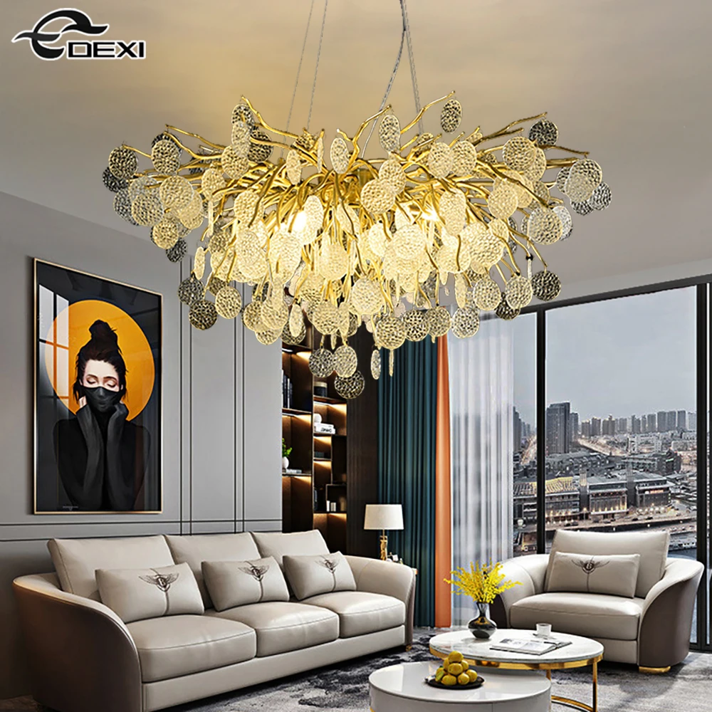 Modern Living Room Bedroom Branch Chandelier Bar Restaurant Glass Chandelier Office Cloakroom Lighting Lamp G9 Three-Color Light