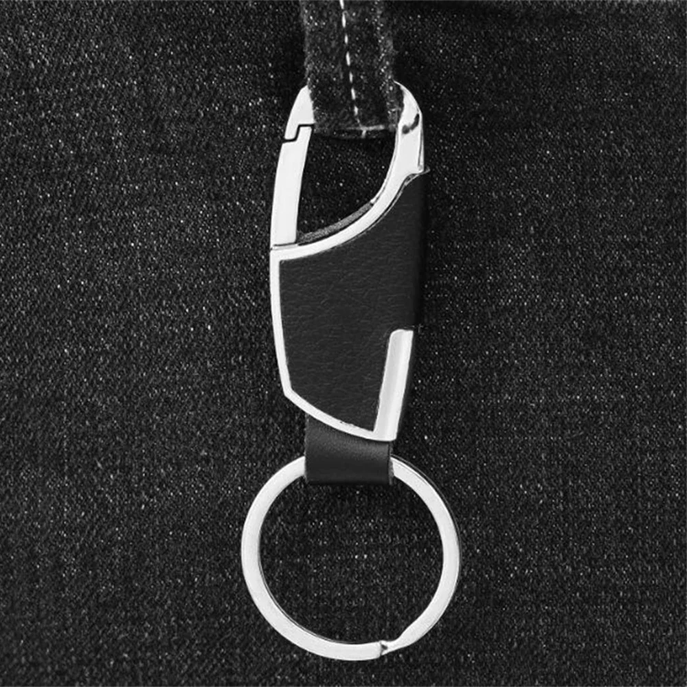 Fashion Metal Leather Keychain Creative Waist Hanging Keyrings Anti-Lost Car Carabiner Key Holder Motorcycle Accessories Charms