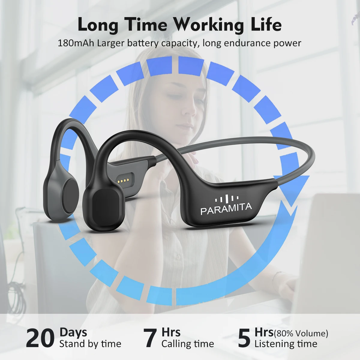 マイク付きワイヤレスBluetoothヘッドセット,PARAMITA-DG08,bt 5.3,スポーツ,ランニング,ワークアウト用の防水ipx7