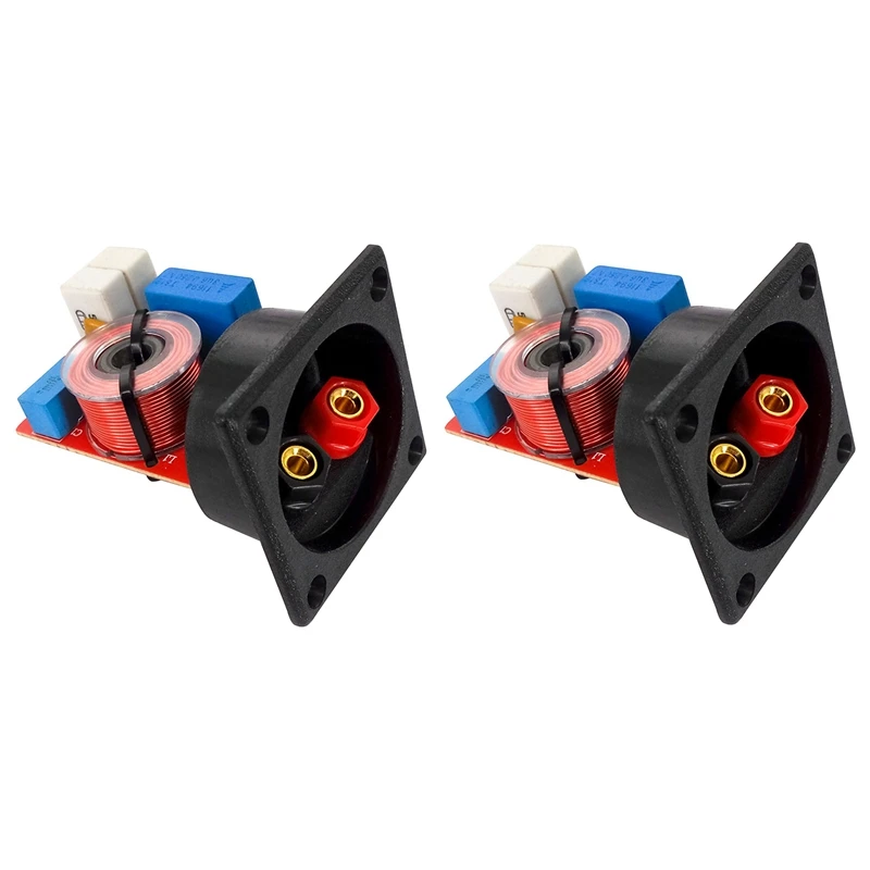 2 Pcs 80W 2 Way Hi-Fi Speaker Frequency Divider Crossover Filters With Junction Box