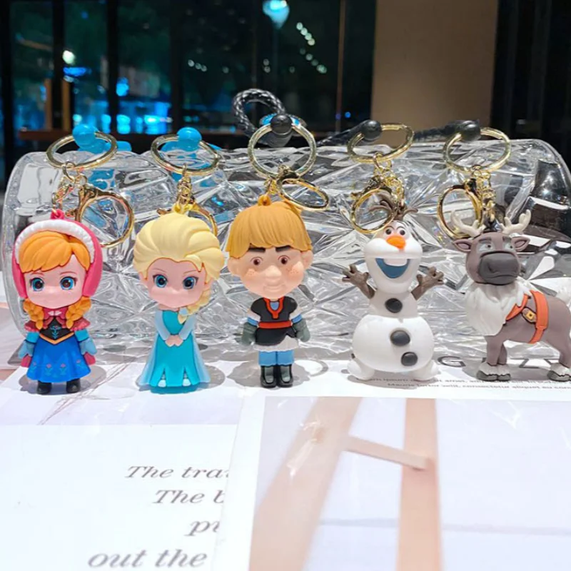 2/5 قطعة سلسلة المفاتيح المجمدة إلسا دمية على شكل أميرة آنا سنو الكنز قلادة الطفل هدية للأطفال #3