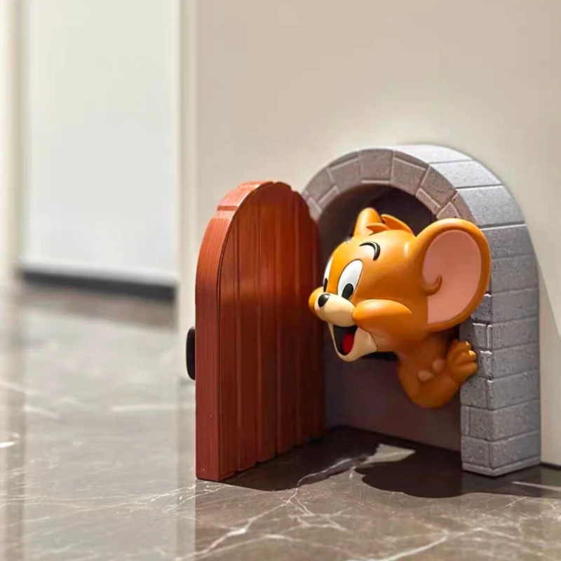 재고 있음 데스크탑 장식품 톰 고양이 제리 마우스 하우스 100th 장식 액션 피규어 모델 장난감 소년 소녀 생일 선물