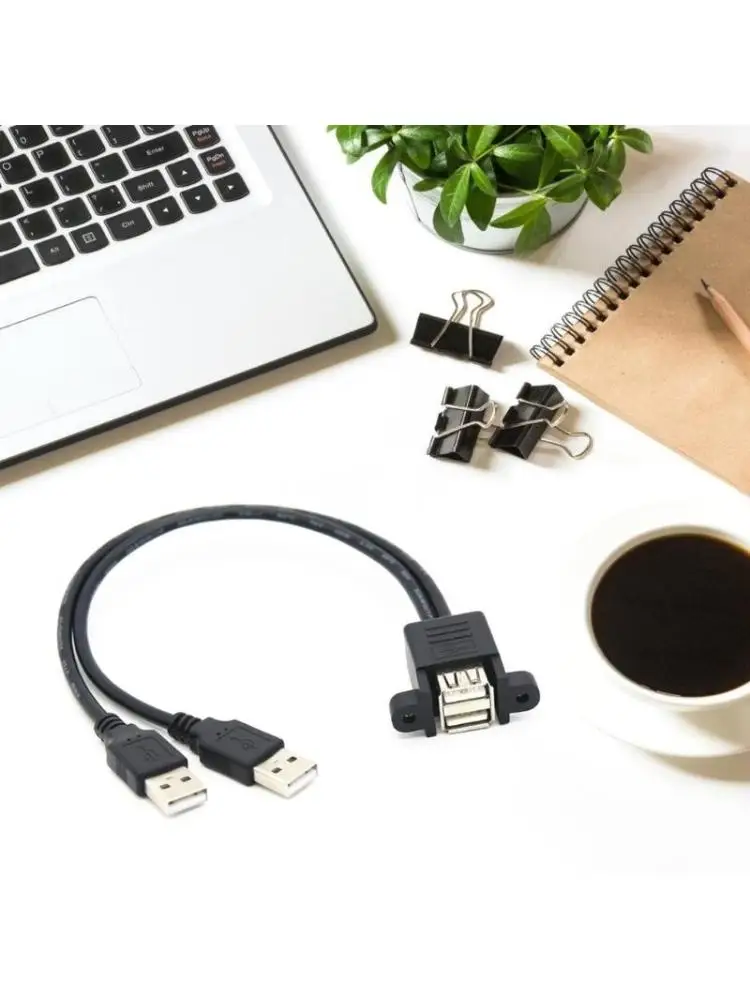  Panel Mountable USB Extension Line with 2 Screw Holes for Firm Fixation