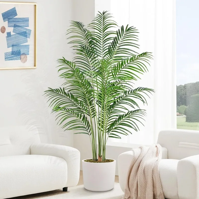 Imagem -03 - Interior Faux Areca Palmeira com Design de Casca Real Alto Falso Paraíso Tropical Planta de Interior Pote 1pc