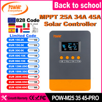 PowMr had 45A 35A 25A MPA Solar Charge Controller 12V 24V Auto 100V Panel Regulator Regulator Lead-acid/Lithium Battery Bank
