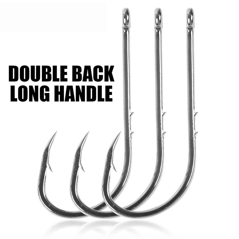 100pcs Double Back Thorn, Bent Fishhook, Long Handle, Tube, Sea Fishing Hook, Barb With Ring,  Mouth Hook