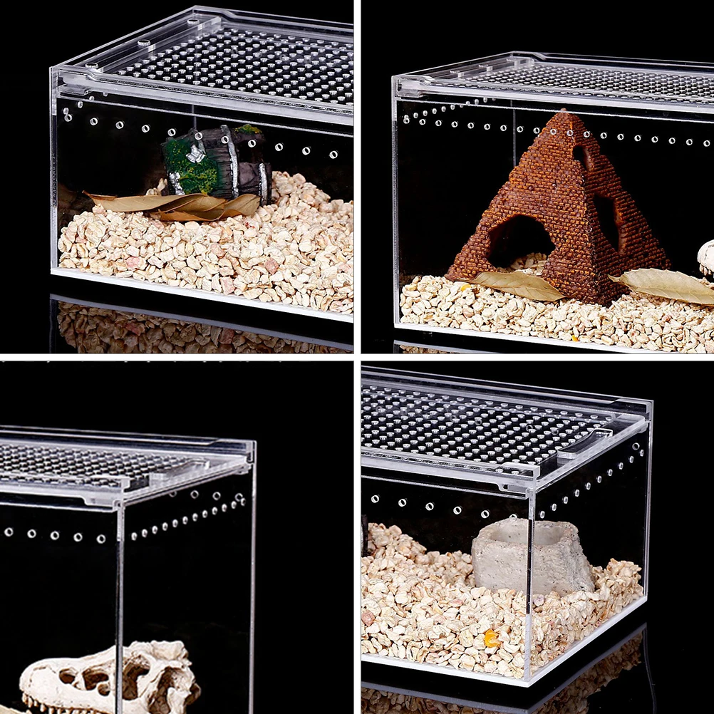 

Transparent Acrylic Reptile Box Leakproof Climbing Pet Feeding Container Comfortable Habitat