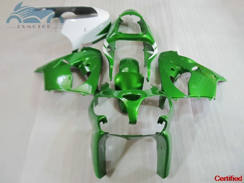 

ABS Plastic fullset fairing kits for Kawasaki Ninja ZX9R 00 01 aftermarket fairings kit 2000 2001 ZX 9R green white parts