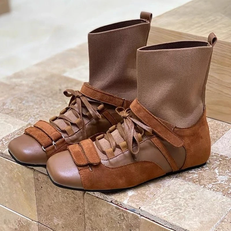 

Брендовые ботильоны в стиле ретро, женские эластичные короткие ботинки в британском стиле с перекрестной завязкой, женские теплые модные дизайнерские осенне-зимние женские ботинки