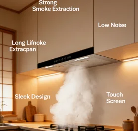 

T-Type Mini Wall-Mounted Kitchen Range Hood Stainless Steel Energy Efficient 700mm Oil Fume Extractor
