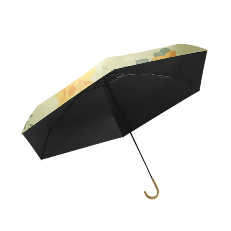 Travel Umbrella Windproof Waterproof UV Protections Umbrellas 5 Folding 6 Ribs Sunshades Sun Umbrellas Flower Pattern