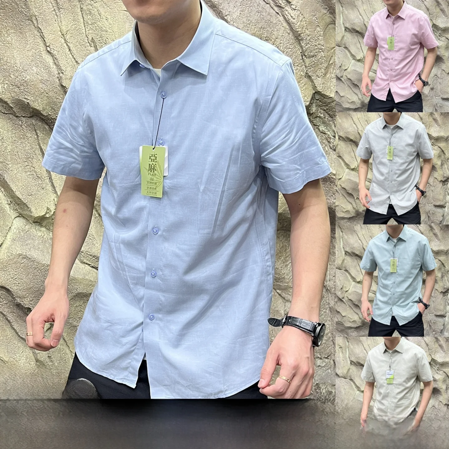 

Linen Silk Mixed ort Sve irt Men's Casual Breathable Summer Busin Casual irt Cool Comfortable Stand Fit Youth ...