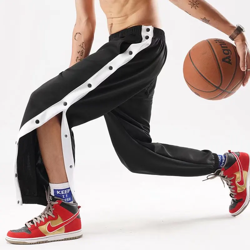 

Sporty Button-Down Long Pants For Men Y2k Spring Thin Basketball Pants Loose Straight-Leg Long Pants Training Fitness Sweatpants