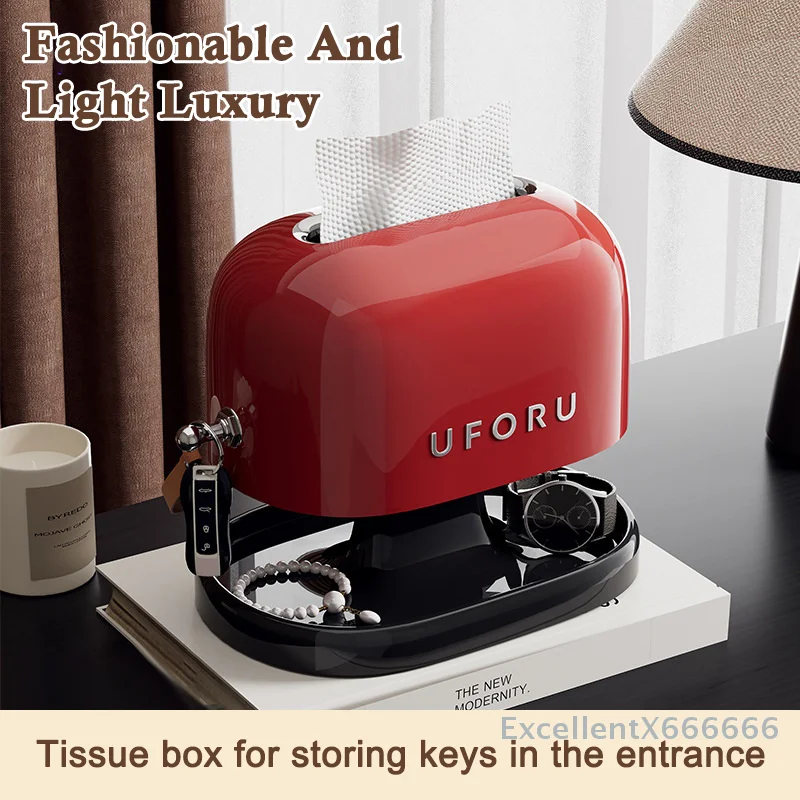 

1pc Retro Tissue Box Double-layer Tissue Boxwith Storage Tray Jewelry Watch Organizer Home Living Room Desktop Napkin Container