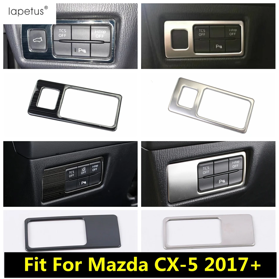 Car Head Light Lamp Switch Button Panel Cover Trim For Mazda CX-5 CX5 2017 - 2024 Silver / Black Metal Interior Accessories