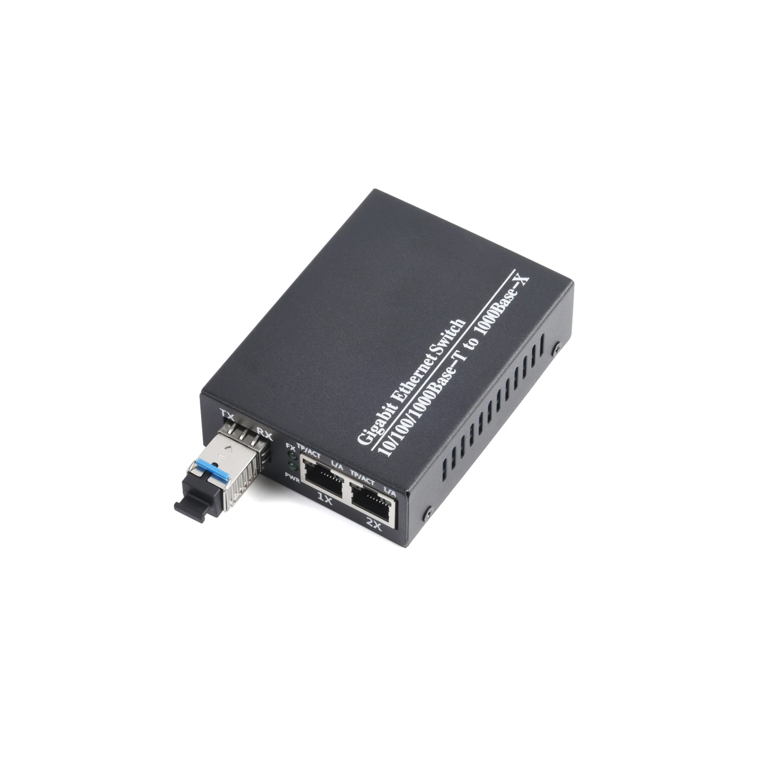 Gigabit Sfp Media Converter 1 Sfp Naar 2 Rj45 Transceiver 10/100/1000M Glasvezel Schakelaar Met 3Km/20Km Lc/Sc Sfp Module