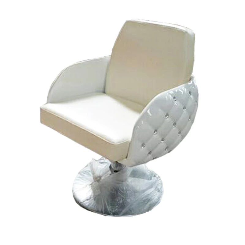 

Professional White Barber Chair-Rotatable Styling Chair Contemporary Design for Hair Salons Synthetic Leather