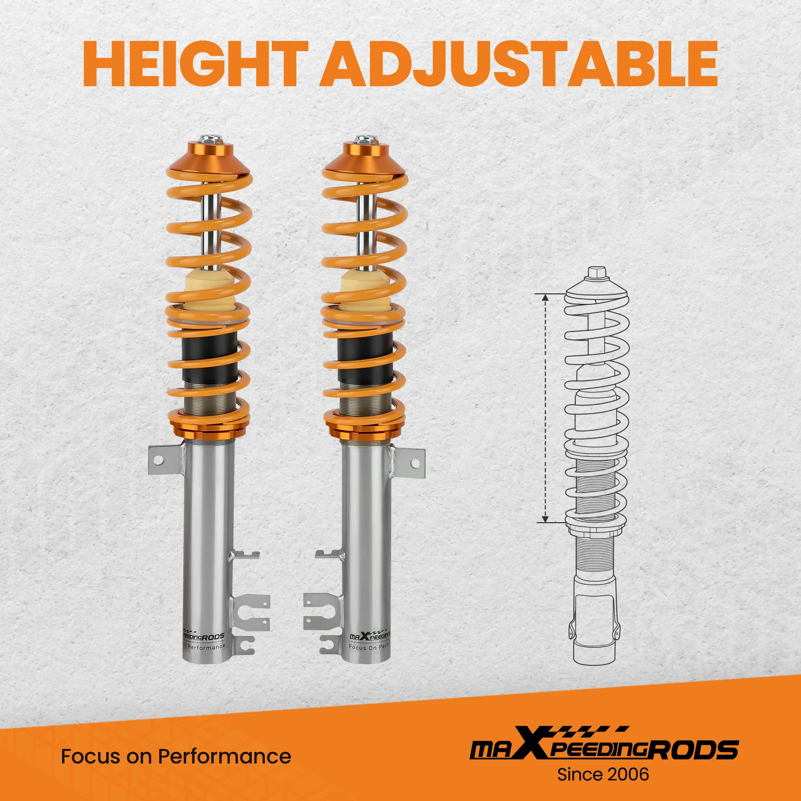 Adjustable Coilovers Adjustable Lowering Coils for FIAT 500 Abarth 2008-2019 Coilovers Shock Lowering Shocks Kit