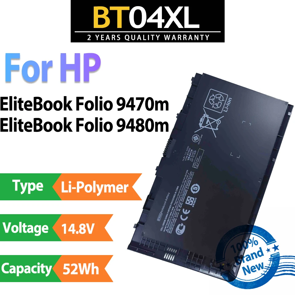 BT04XL 52Wh 14.8V Laptop Battery For HP EliteBook Folio 9470m HP EliteBook Folio 9480m BA06XL H4Q47AA H4Q48AA HSTNN-I10C