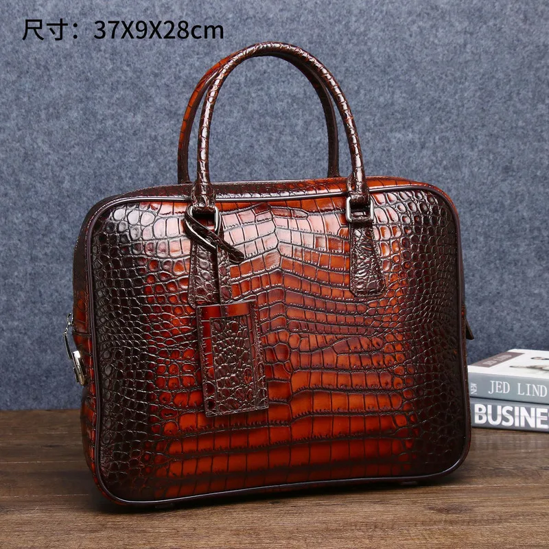 Crocodile Men's Briefcase Password Lock Business Fashion Handbag File Pack Luxury Brand Portfolio Leather Men Bag  сумка мужская