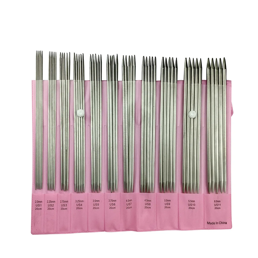 55PCS/1Set Sweater Needle Double Pointed Knitting Needles 7.87inch Stainless Knitting Needles Set Knitting Kit 2.5-6.0mm