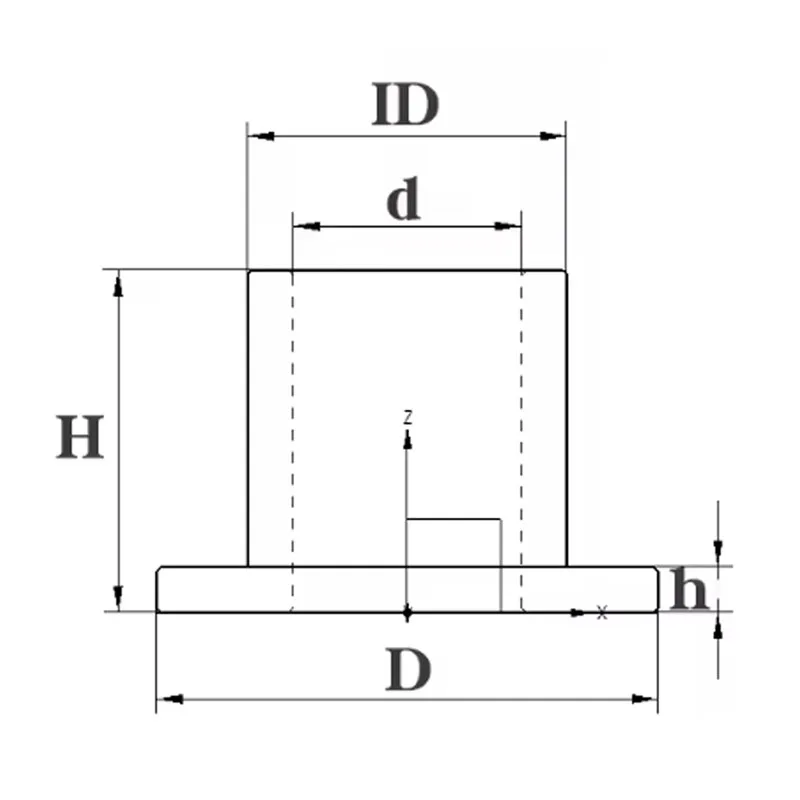 Binnenkant 1 2 3 4 5 mm flens Zelfsmerend lager Poedermetallurgie Olie Koperen bus Geleidehuls met getrapte flens