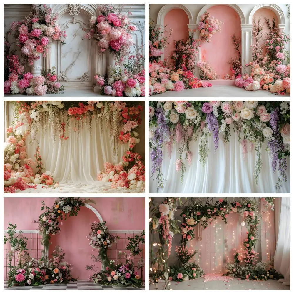 Wedding Portrait Photography Backdrop Flowers Bridal Shower Engagement Party Decor Bride Art Photocall Background Photostudio