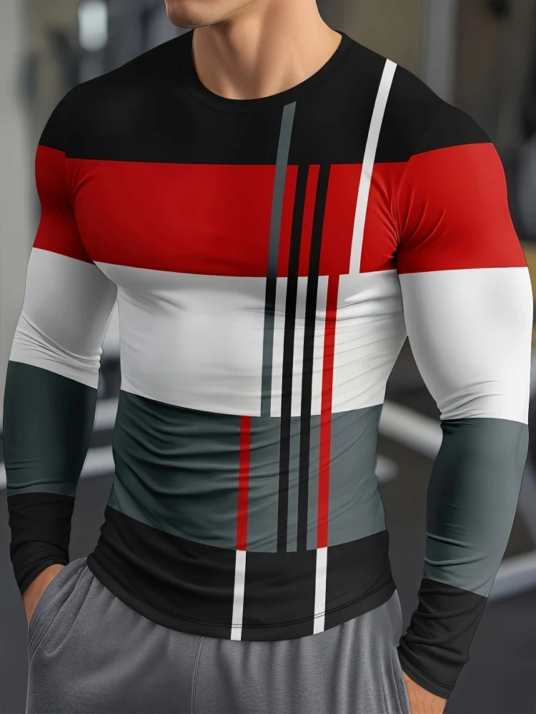 Men's Round-Neck Long-Sleeve Shirts for Daily Exercise and Leisure Urban Streetwear Men's Shirts Men's Outdoor Casual T-Shirts